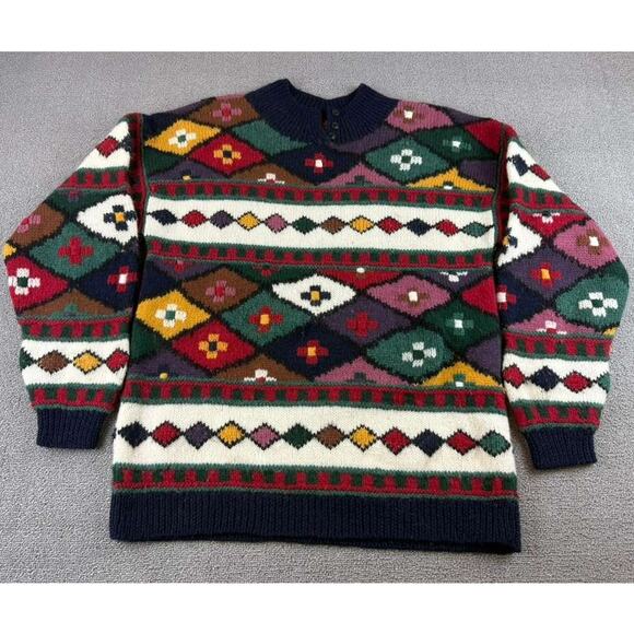 Graham & Gunn Sweaters - Vintage Graham And Gunn Sweater 1S Multi Color 100% Wool Hand Framed Hong Kong